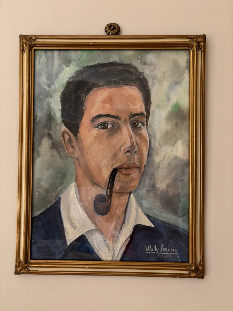 Superbe Portrait Vintage "L’Homme à la Pipe" – Signé & Daté 1973